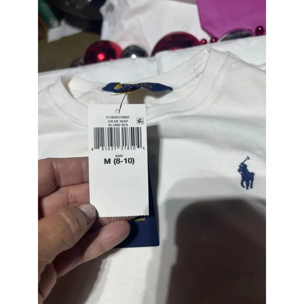 Ralph Lauren 8/10 cropped tied dyed arms red blue polo on back shoulder area nwt